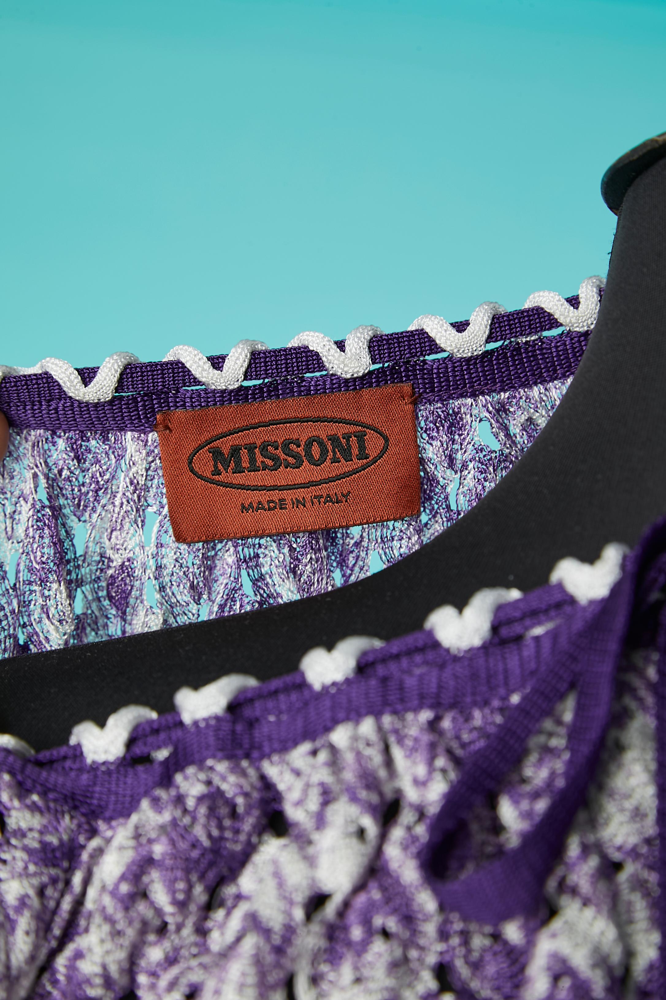 Tunique en maille de rayonne violette et blanche transparente à manches larges Missoni en vente 3