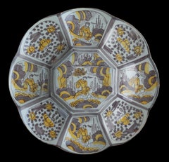 Purple and Yellow Chinoiserie Lobed Dish. Delft, 1680-1690