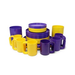 Purple and Yellow Dinnerware by Vignelli for Heller - Service for 6