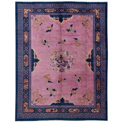 Purple Antique Unique Beijing Dragon Handmade Wool Rug