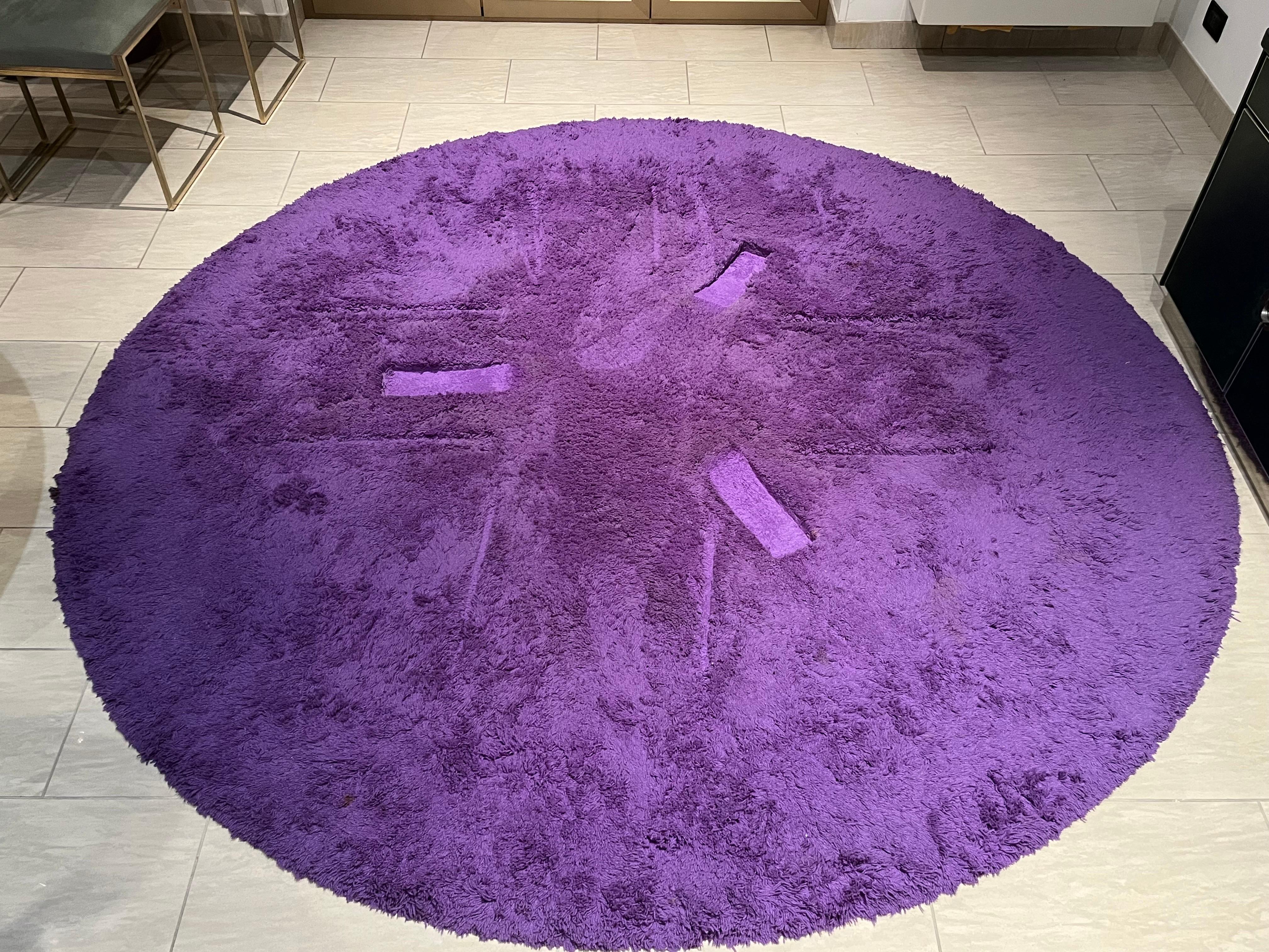 Purple Around Wool Carpet Design Tisca Handmade Original, 1970s In Good Condition For Sale In Foggia, FG