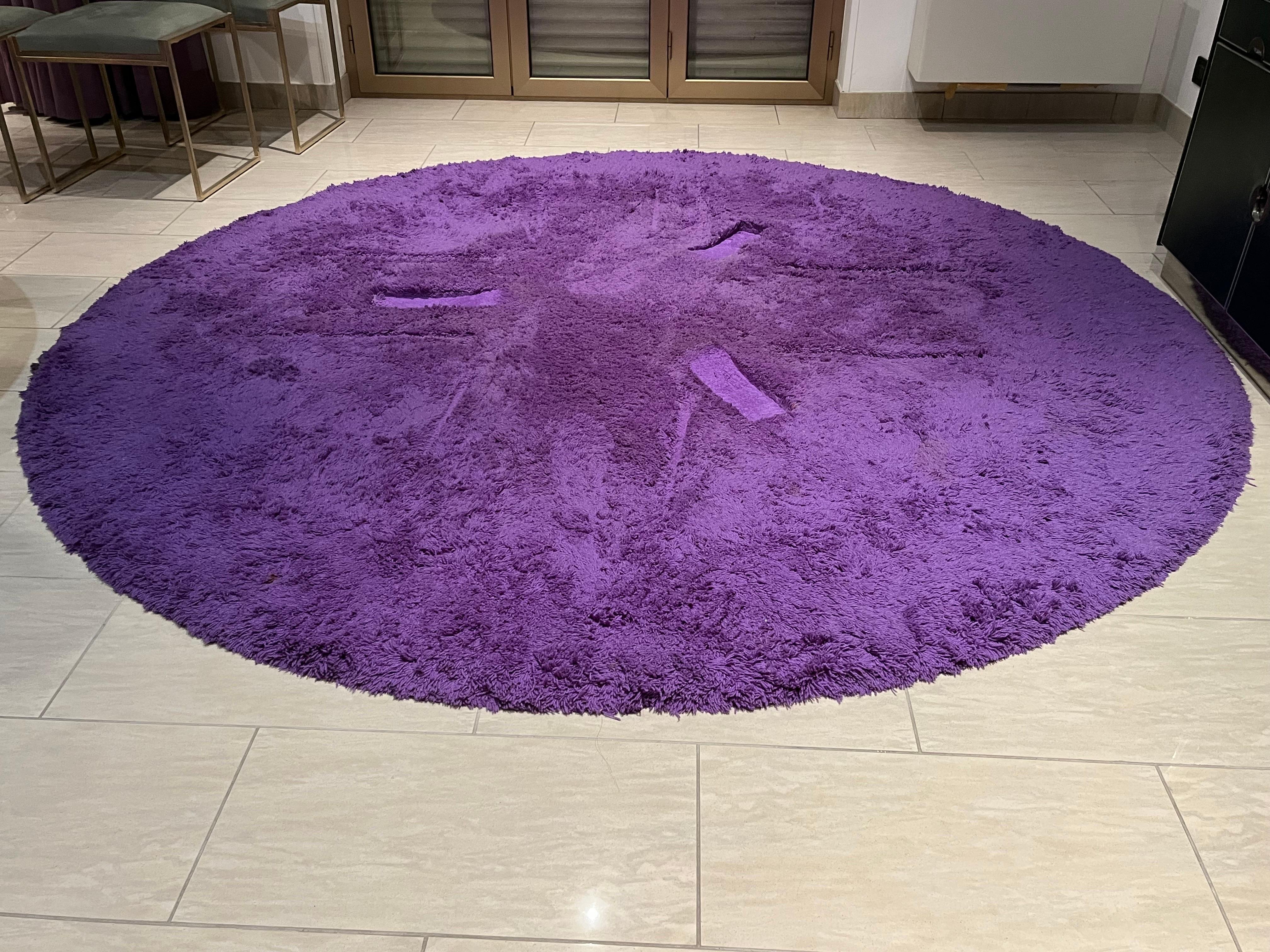 Late 20th Century Purple Around Wool Carpet Design Tisca Handmade Original, 1970s For Sale