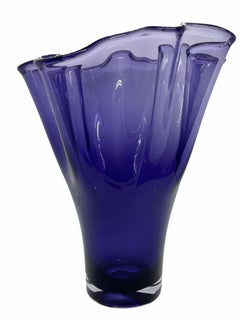 Purple Art Glass Murano Handkerchief Vase, Modern, 1980s