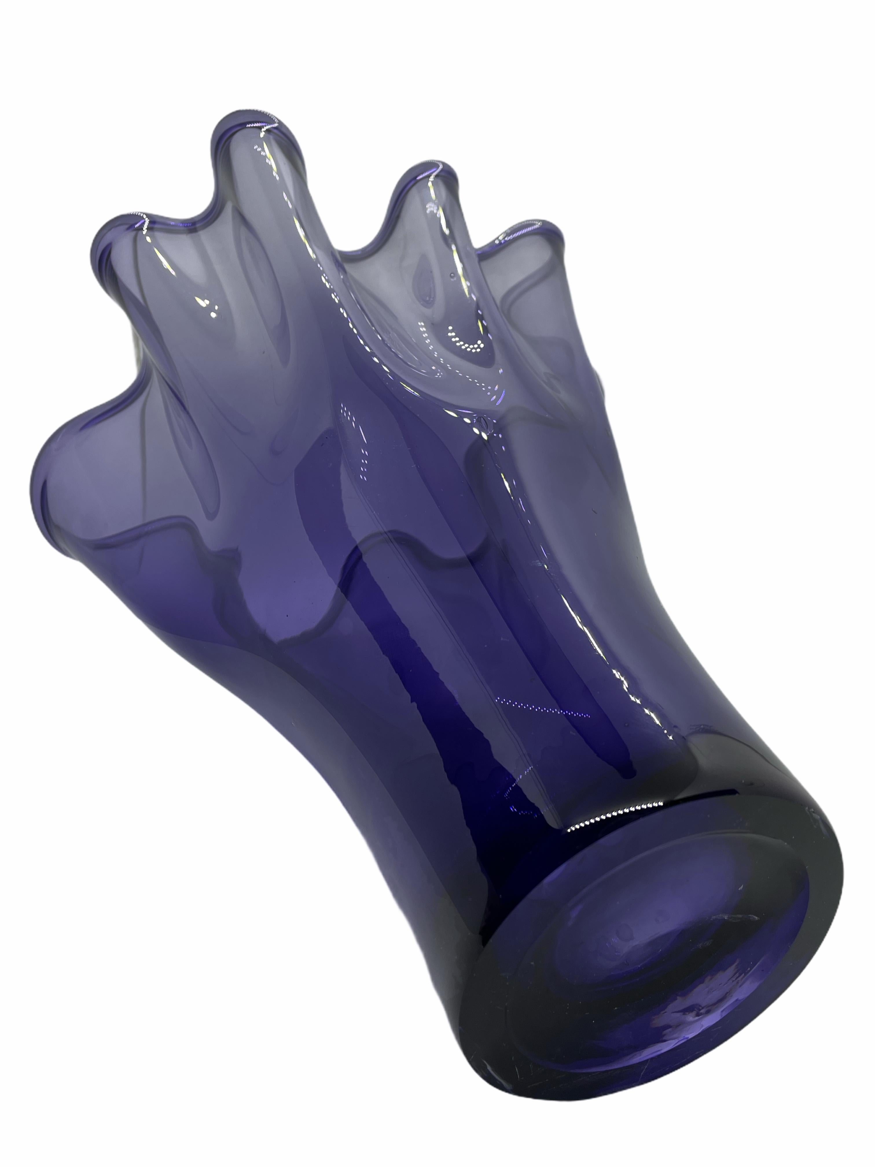 Murano Glass Purple Art Glass Murano Handkerchief Vase, Modern, 1980s