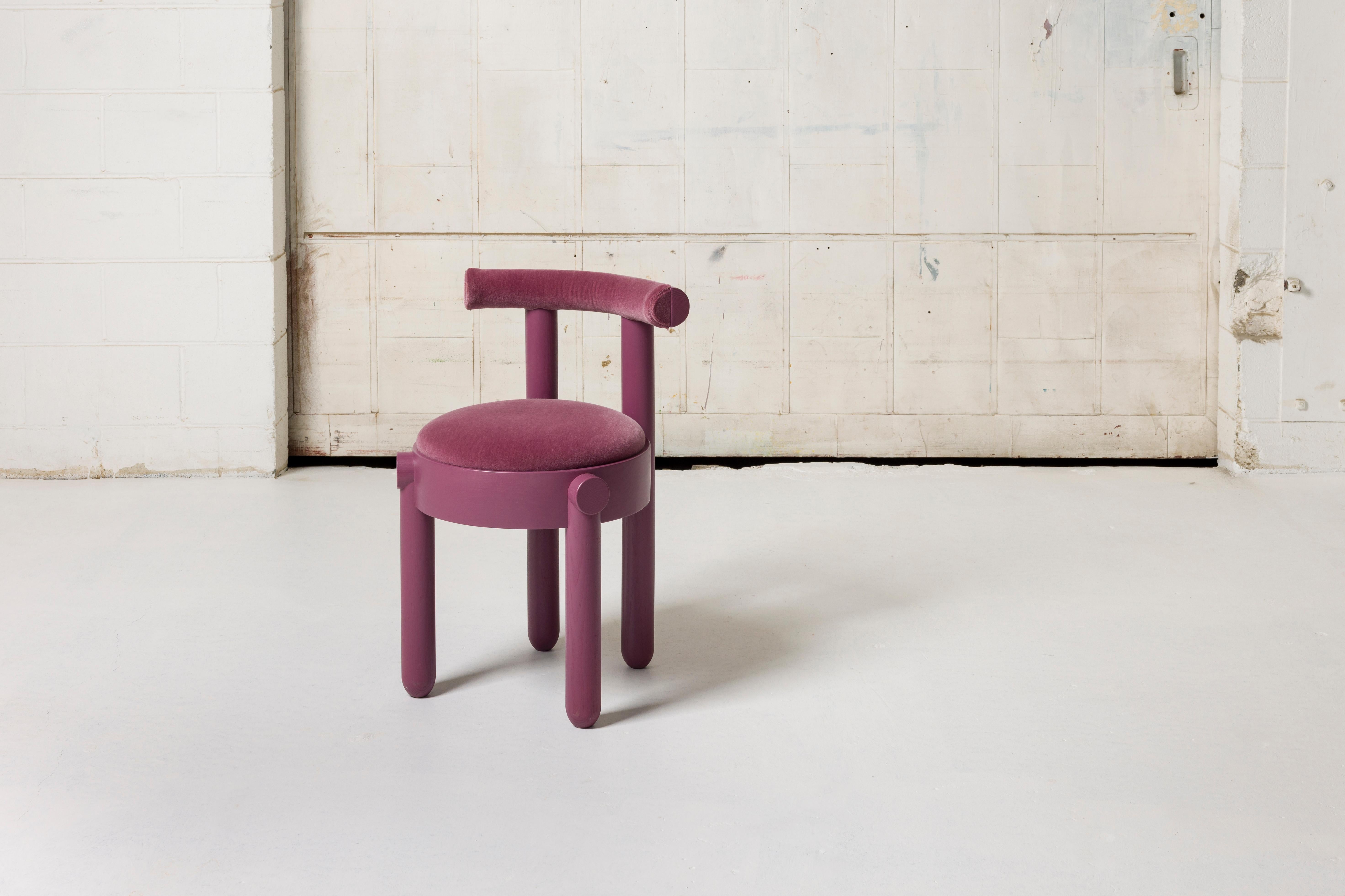 Post-Modern Purple Ash Upholstered Back Dining Chair by BNF Studio For Sale