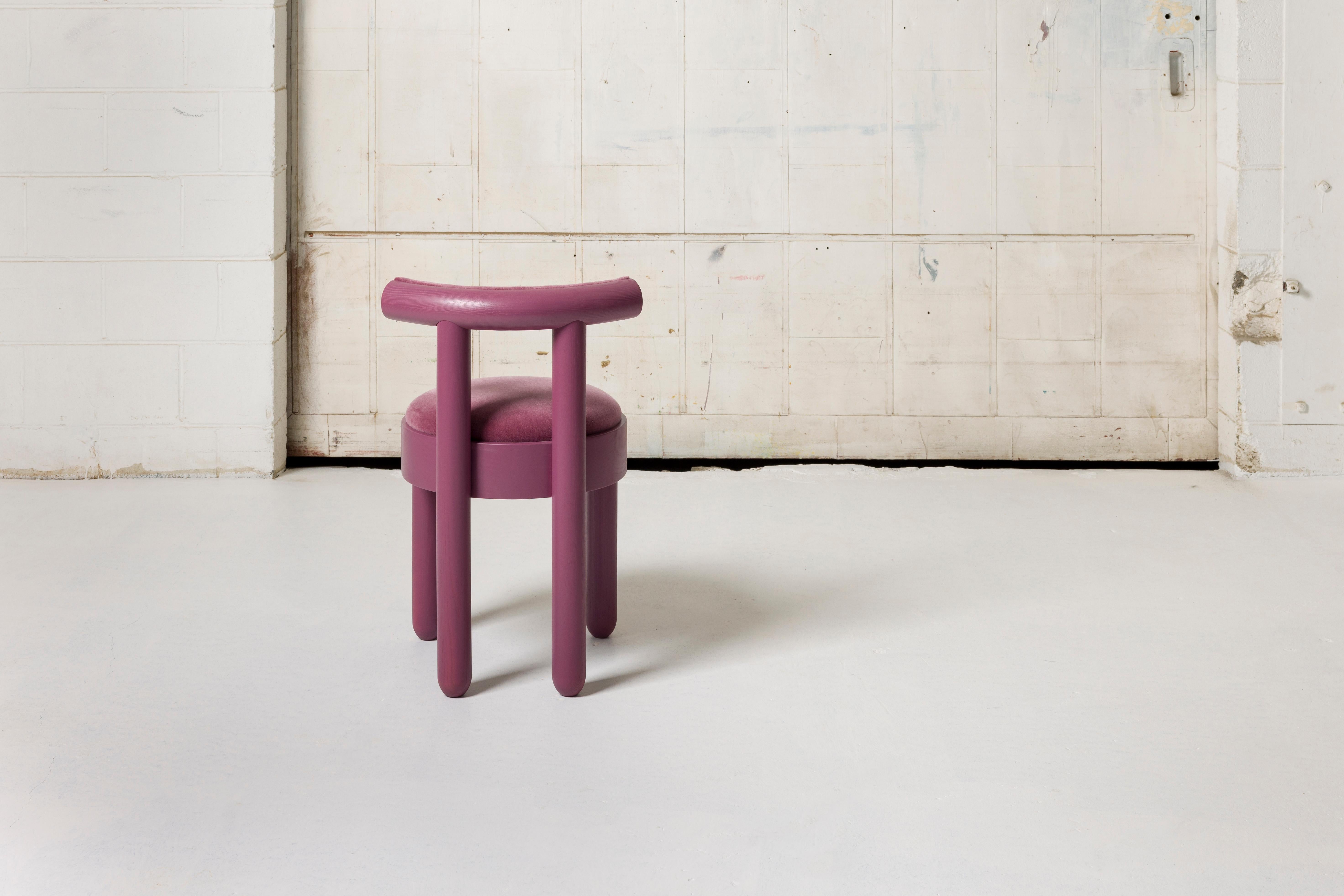 Purple Ash Upholstered Back Dining Chair by BNF Studio In New Condition For Sale In Geneve, CH