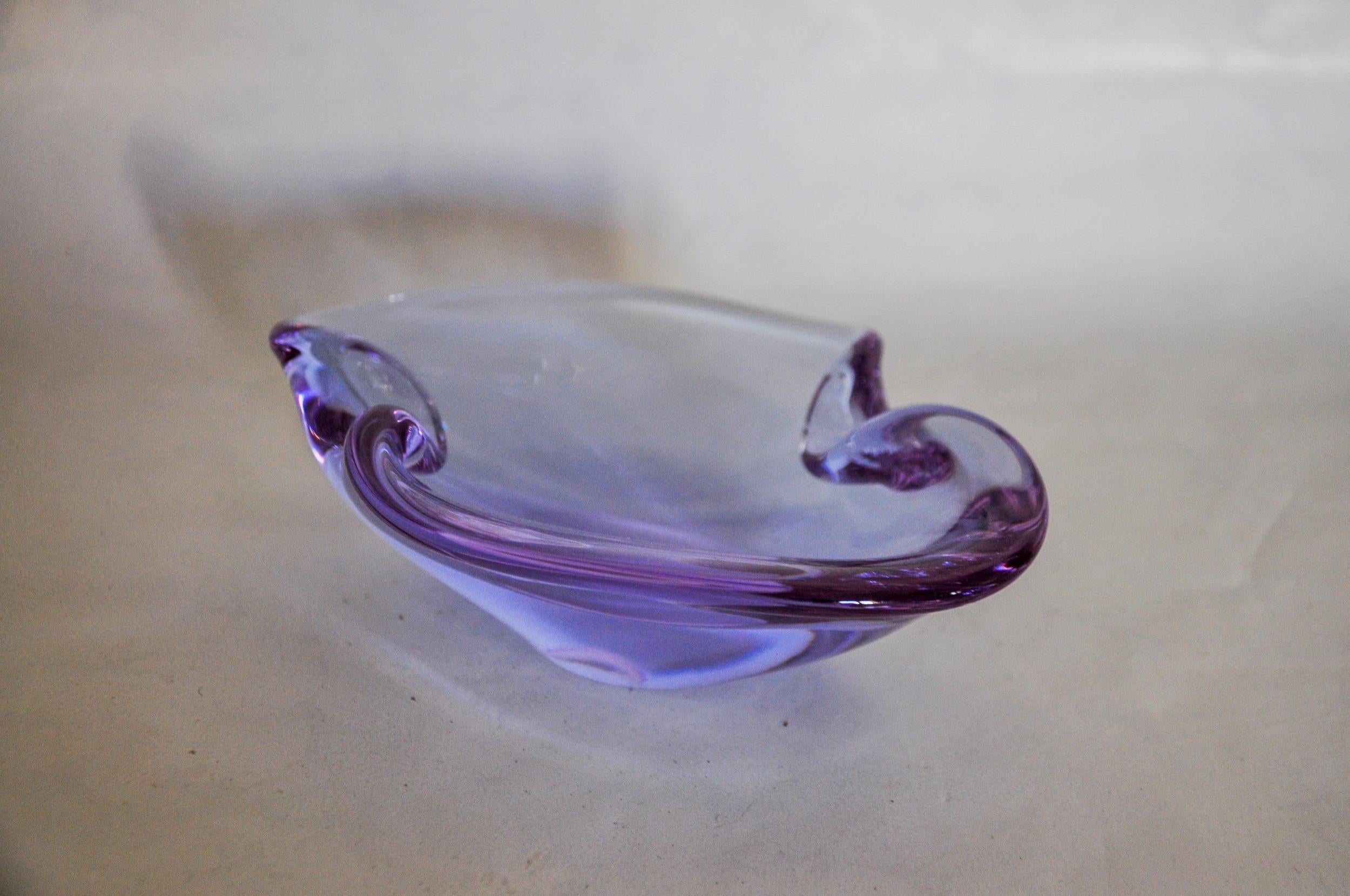 Hollywood Regency Purple ashtray by seguso, murano glass, italy, 1970 For Sale