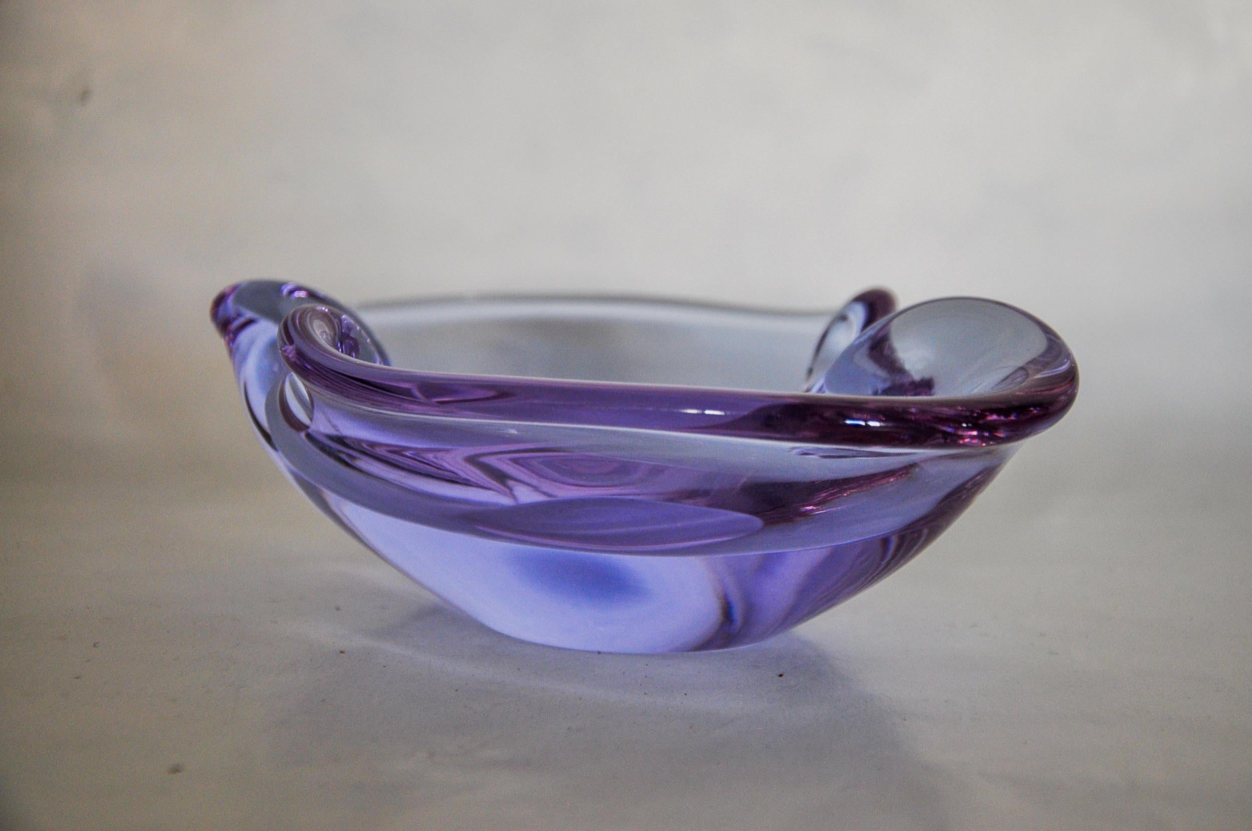 Italian Purple ashtray by seguso, murano glass, italy, 1970 For Sale