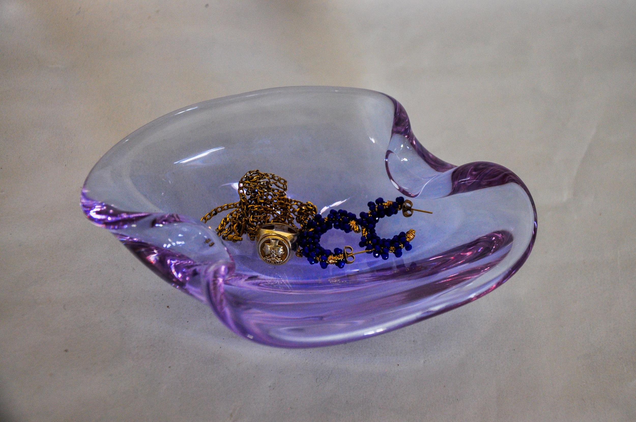 Late 20th Century Purple ashtray by seguso, murano glass, italy, 1970 For Sale