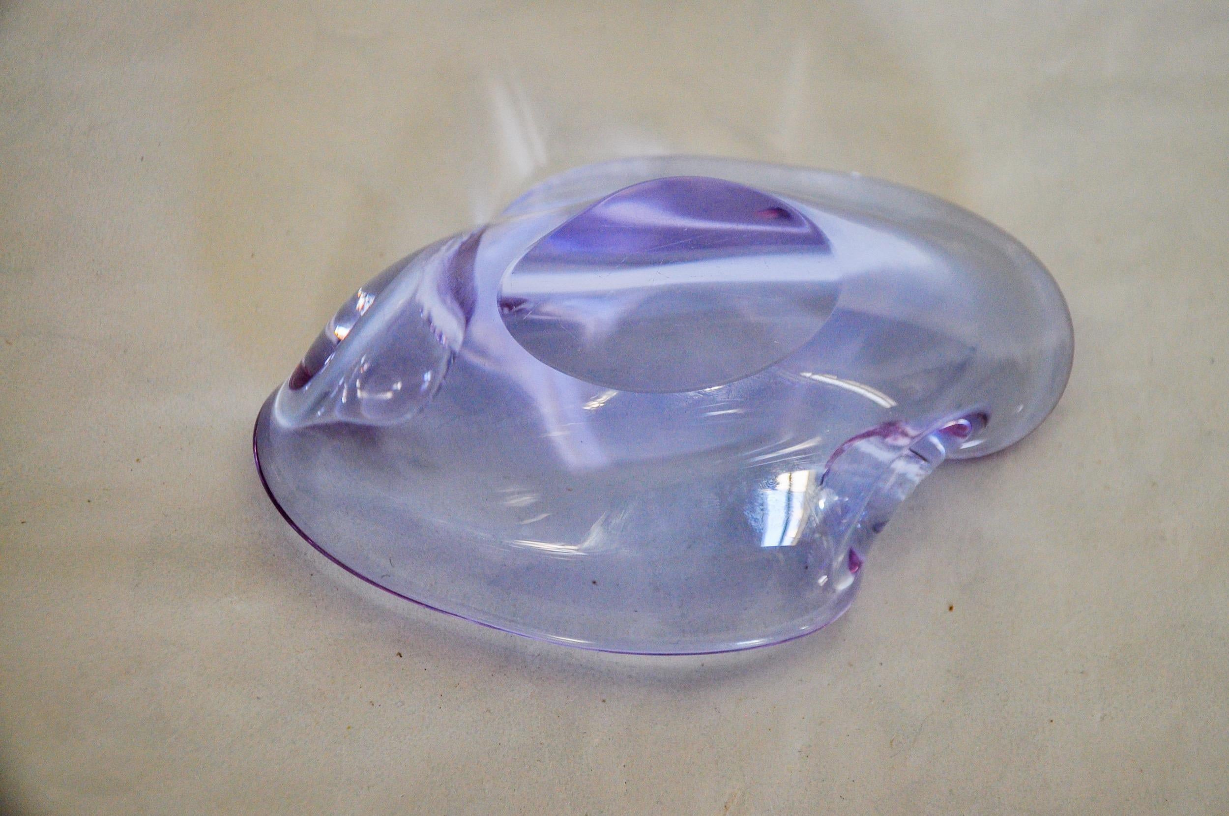 Crystal Purple ashtray by seguso, murano glass, italy, 1970 For Sale