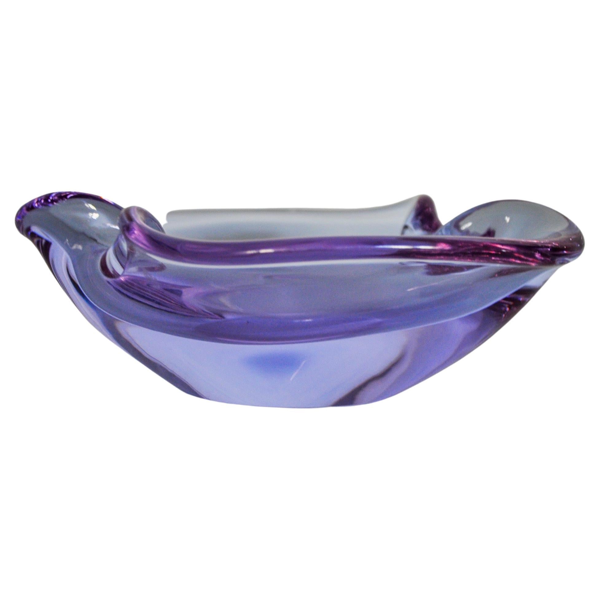 Purple ashtray by seguso, murano glass, italy, 1970 For Sale