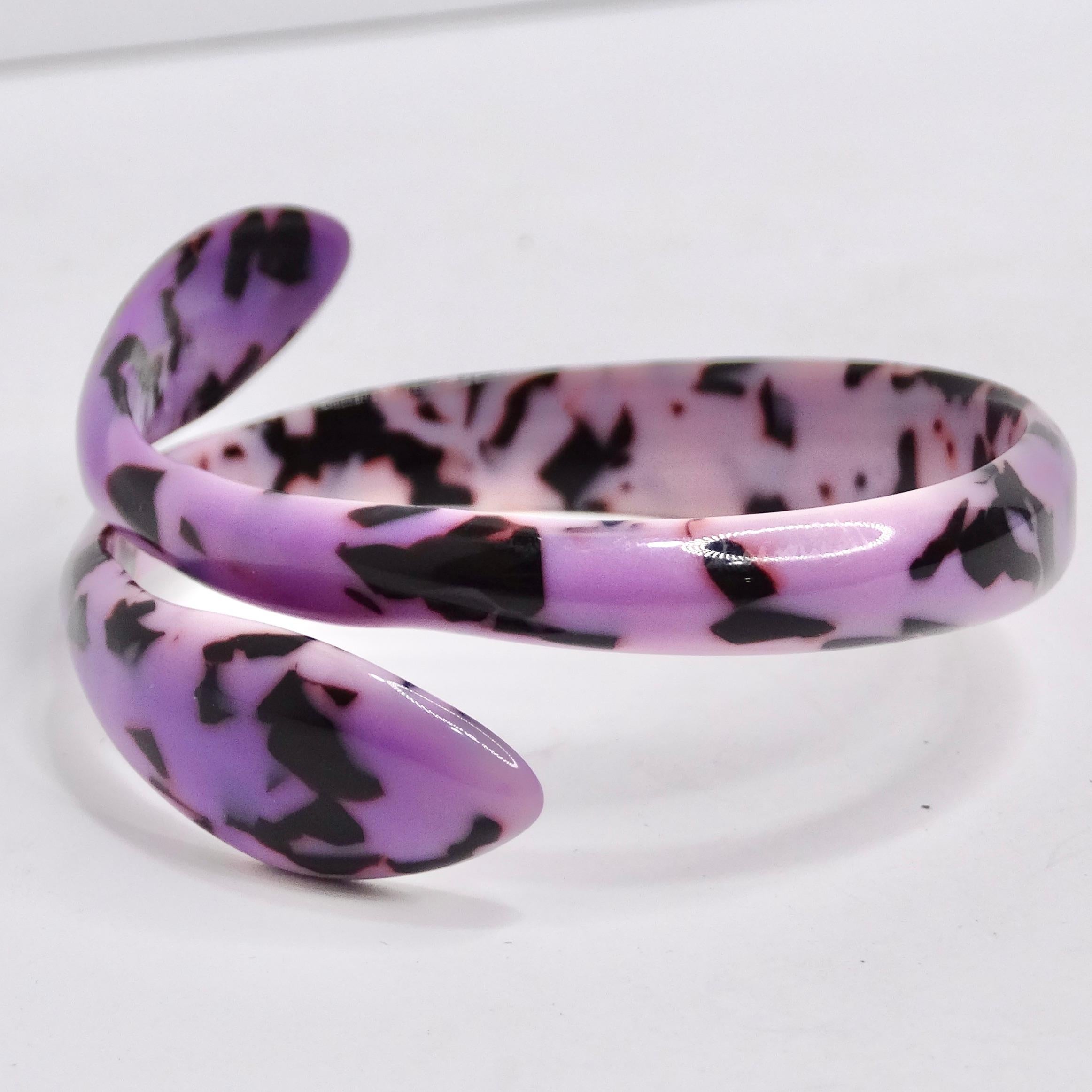 Women's or Men's Purple Bakelite Snake Head Cuff Bracelet For Sale