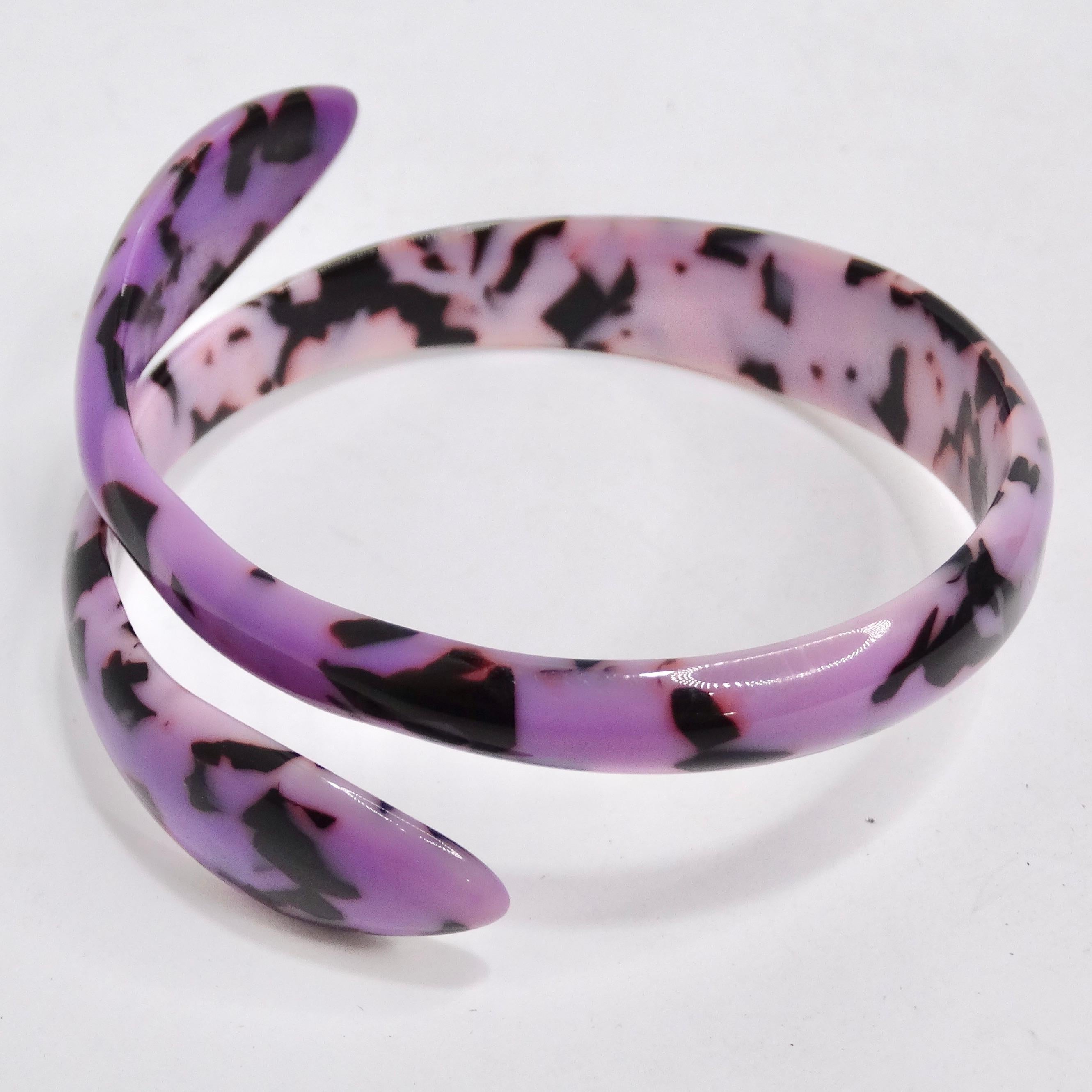 Purple Bakelite Snake Head Cuff Bracelet For Sale 1