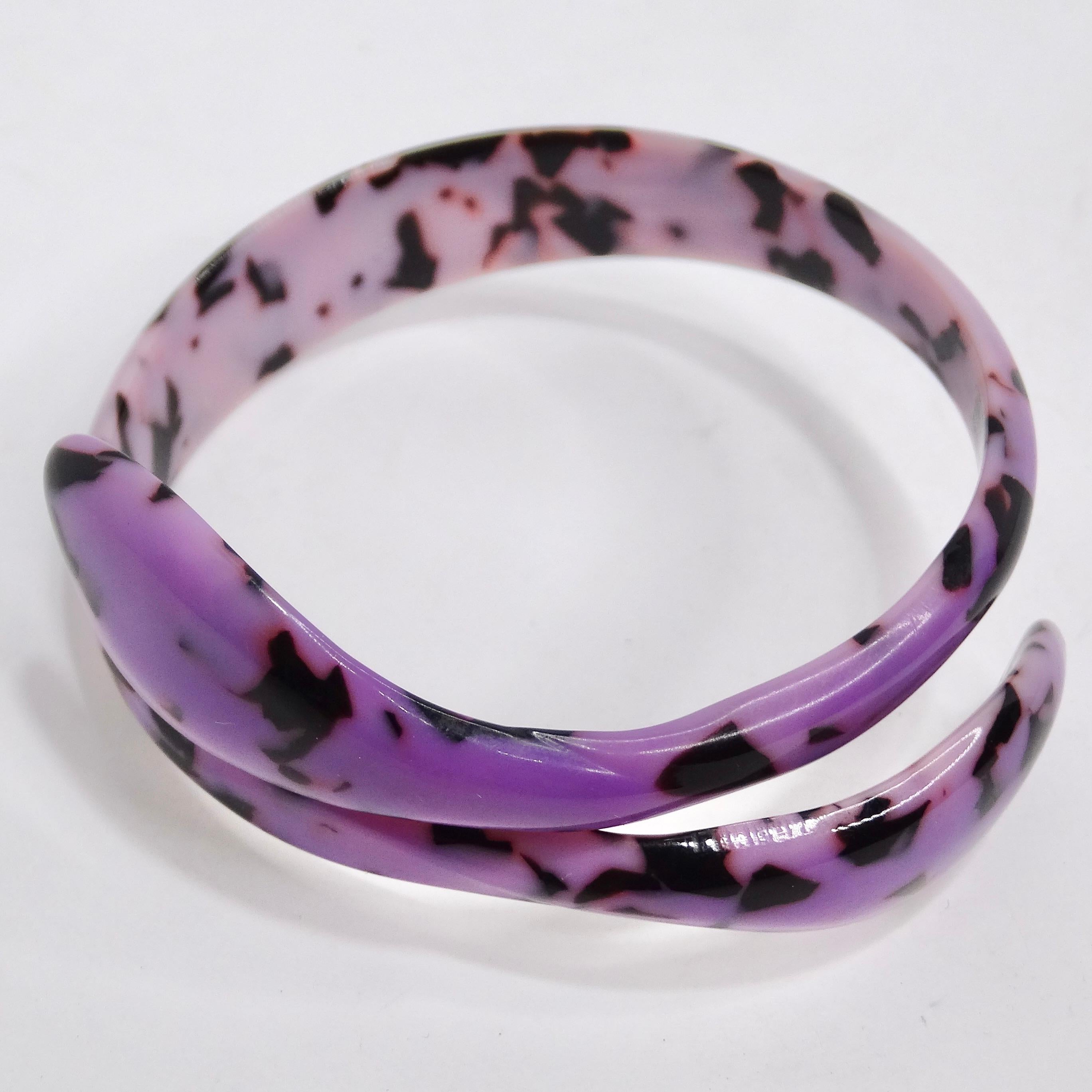 Purple Bakelite Snake Head Cuff Bracelet For Sale 2