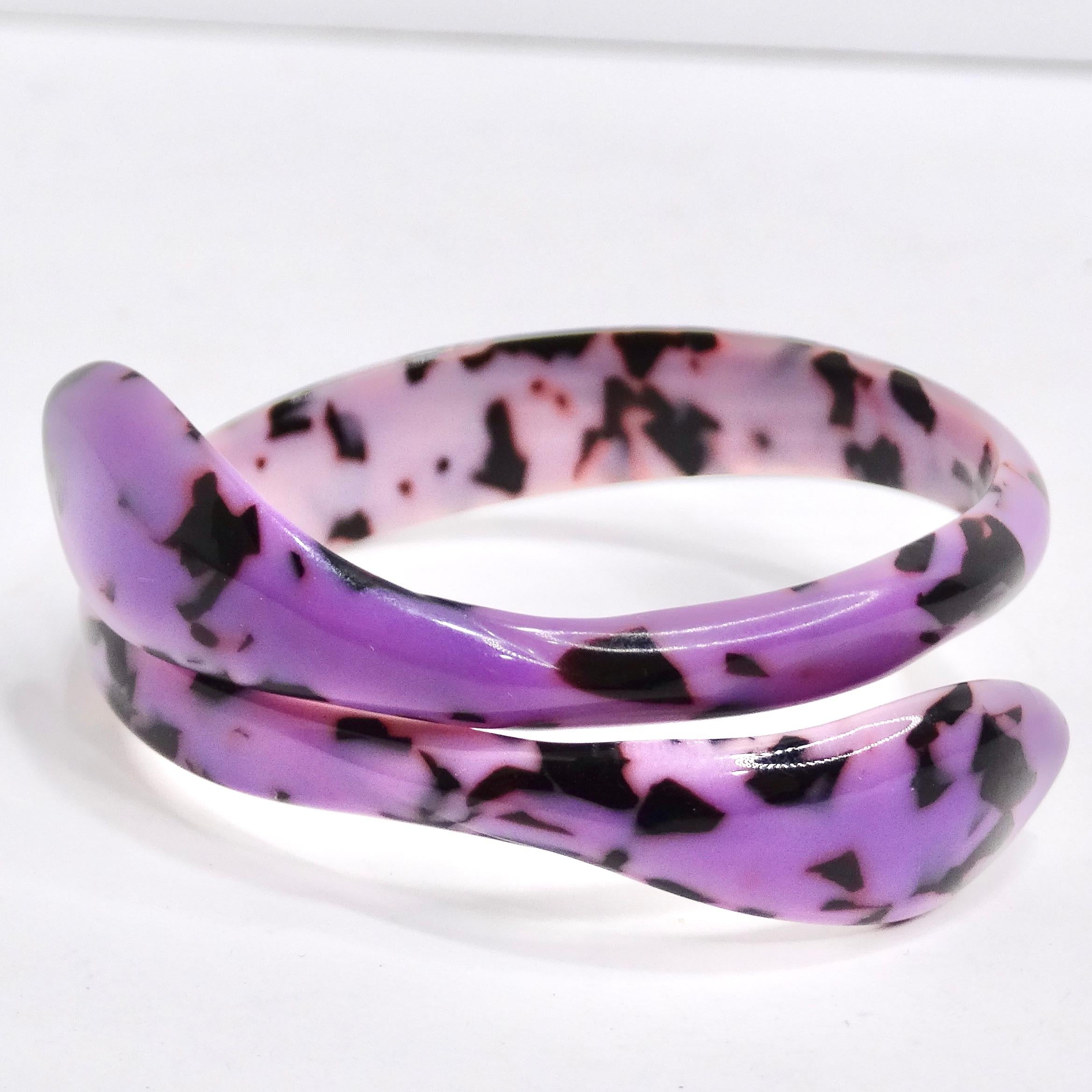 Purple Bakelite Snake Head Cuff Bracelet For Sale 3