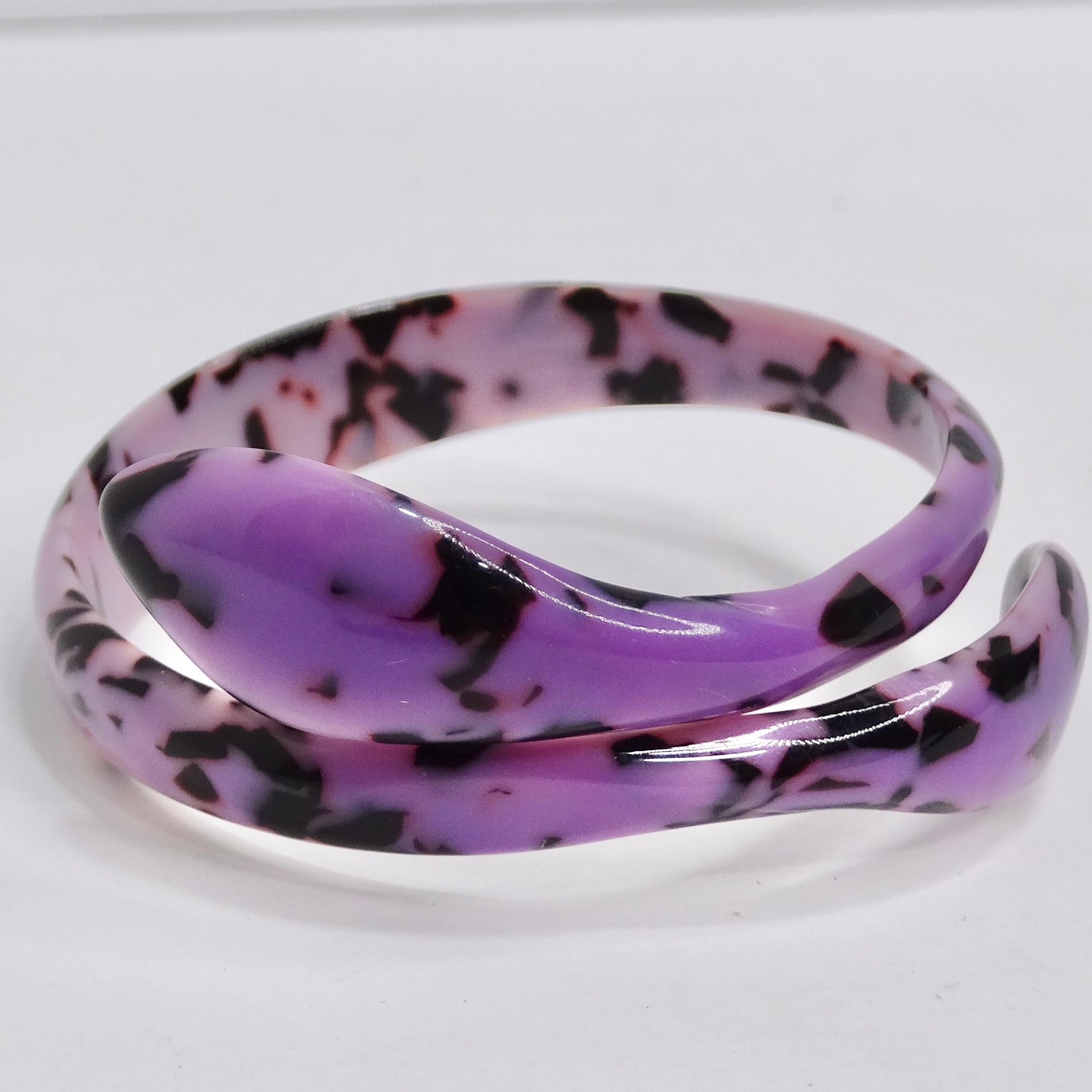 Purple Bakelite Snake Head Cuff Bracelet For Sale 4
