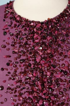 Purple beaded cocktail skirt- suit Guy Laroche Paris Collection