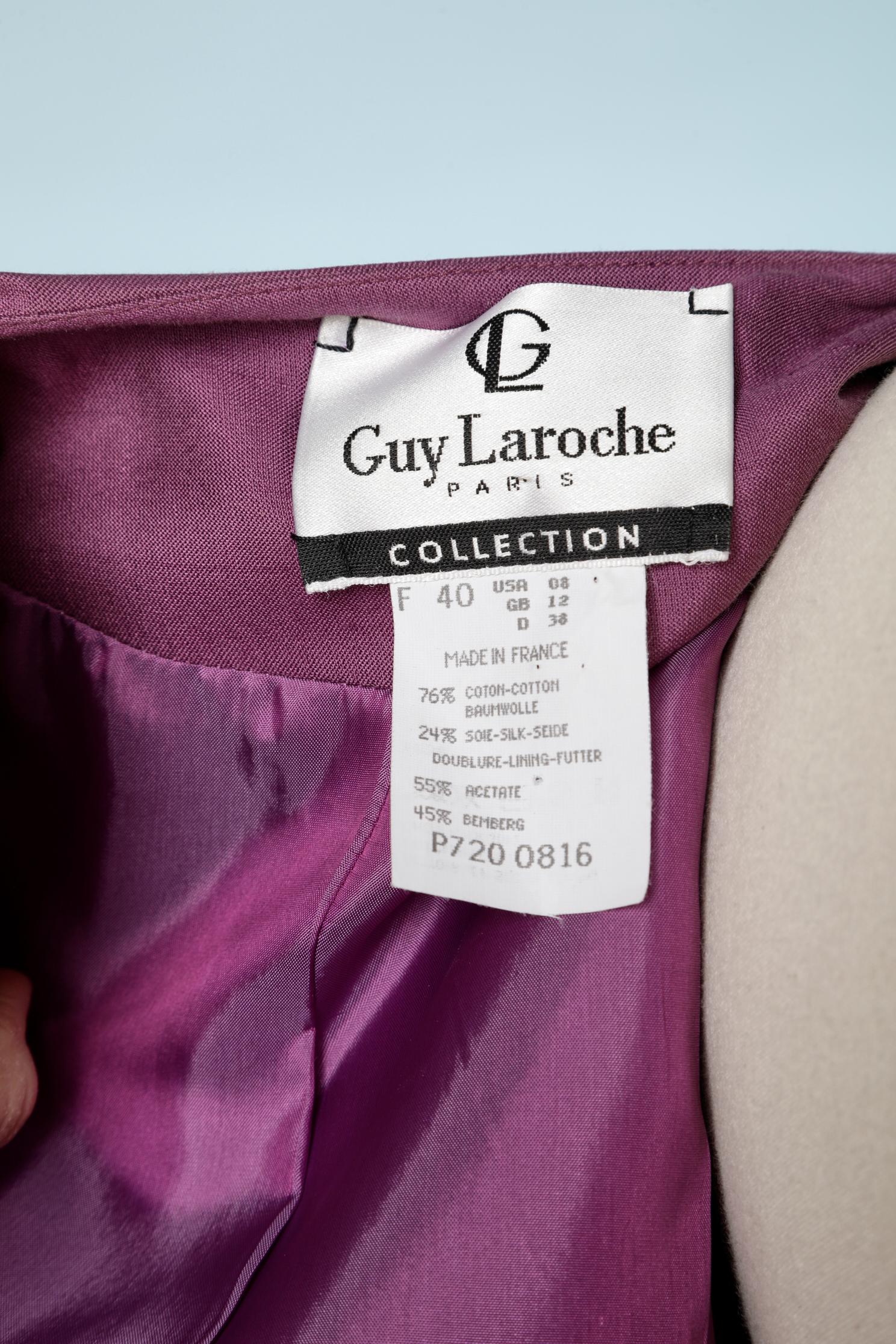 Purple beaded cocktail skirt- suit Guy Laroche Paris Collection  For Sale 2