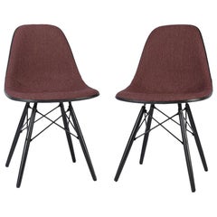 Purple Black Pair of Herman Miller Black Eames DSW Dining Side Chairs