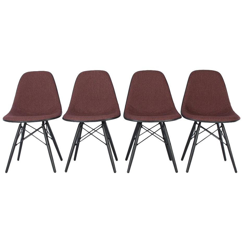Purple Black Set ‘4’ Herman Miller Black Eames DSW Dining Side Chairs