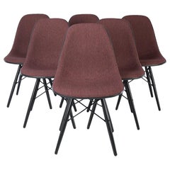 Purple Black Set of 6 Herman Miller Black Eames DSW Dining Side Chairs