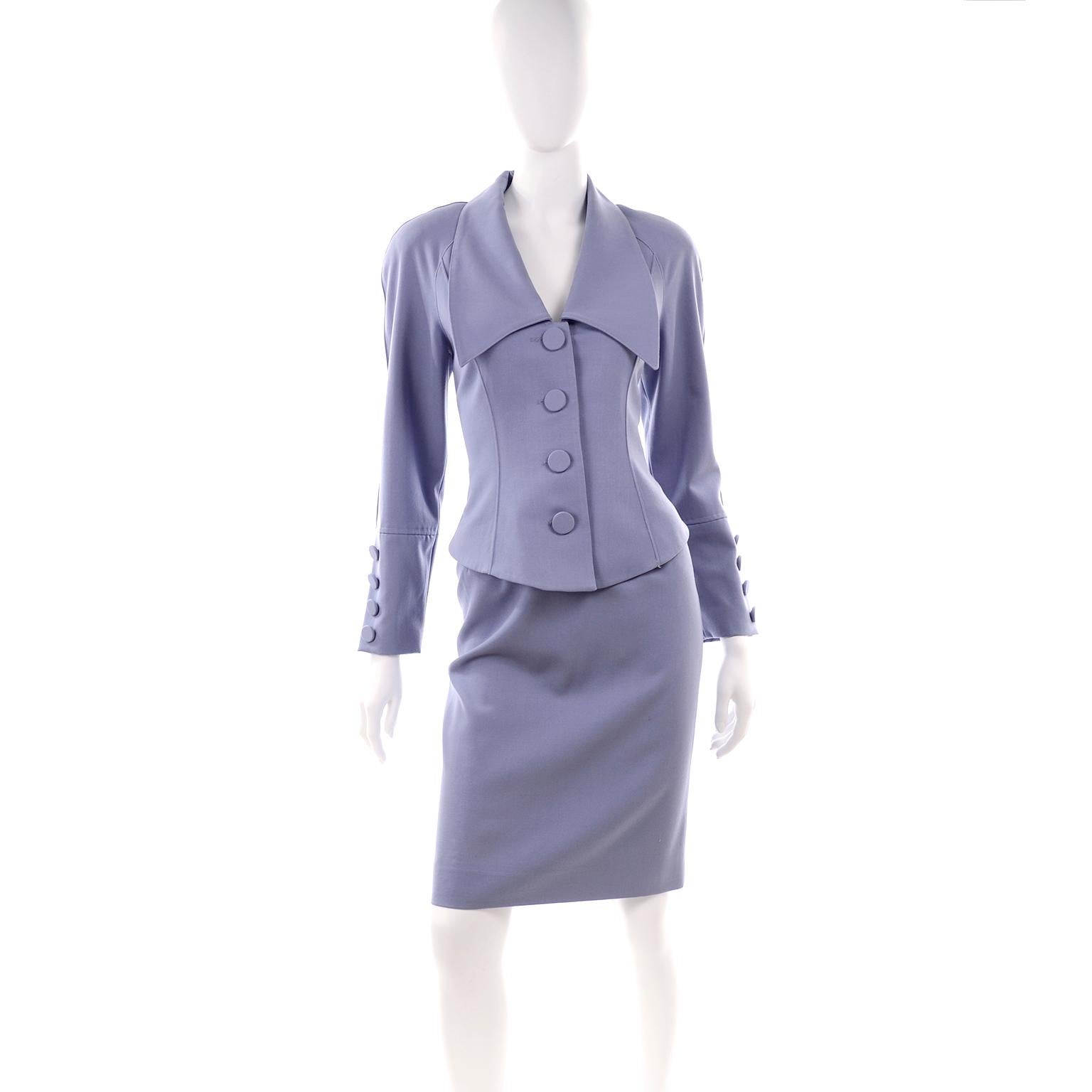Albert Nipon Vintage Periwinkle Skirt and Jacket Suit With