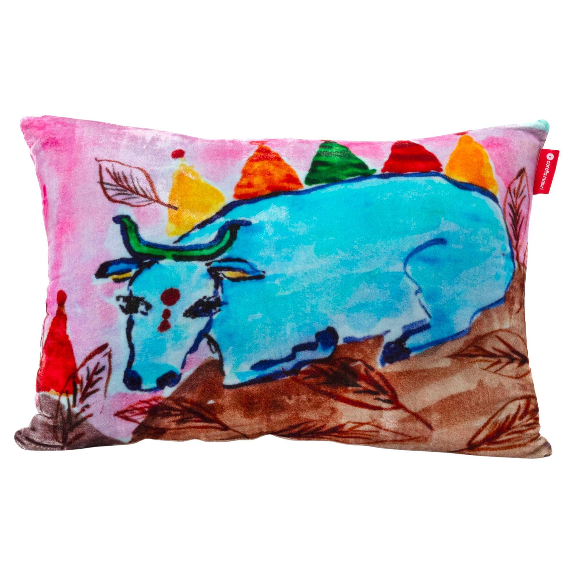 Purple & Blue Cow Cushion For Sale