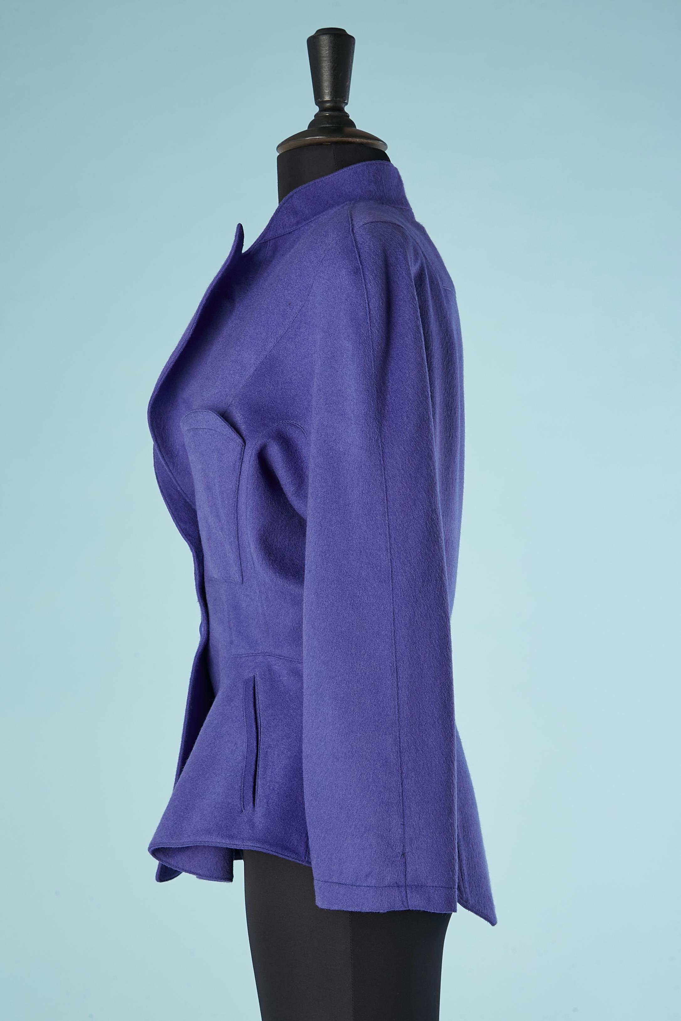 Purple-blue wool single- breasted jacket Thierry Mugler Paris For Sale 1