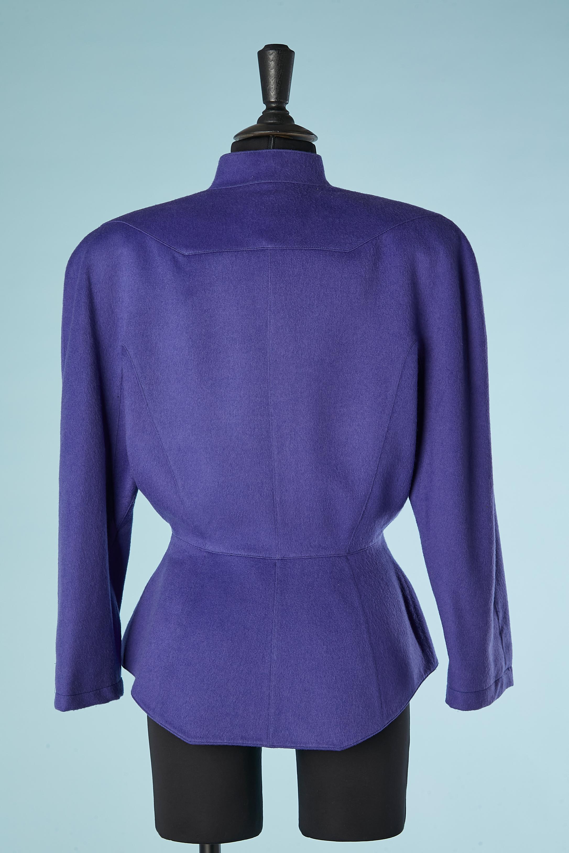 Thierry Mugler Paris - Veste à simple boutonnage en laine bleu-violet en vente 1