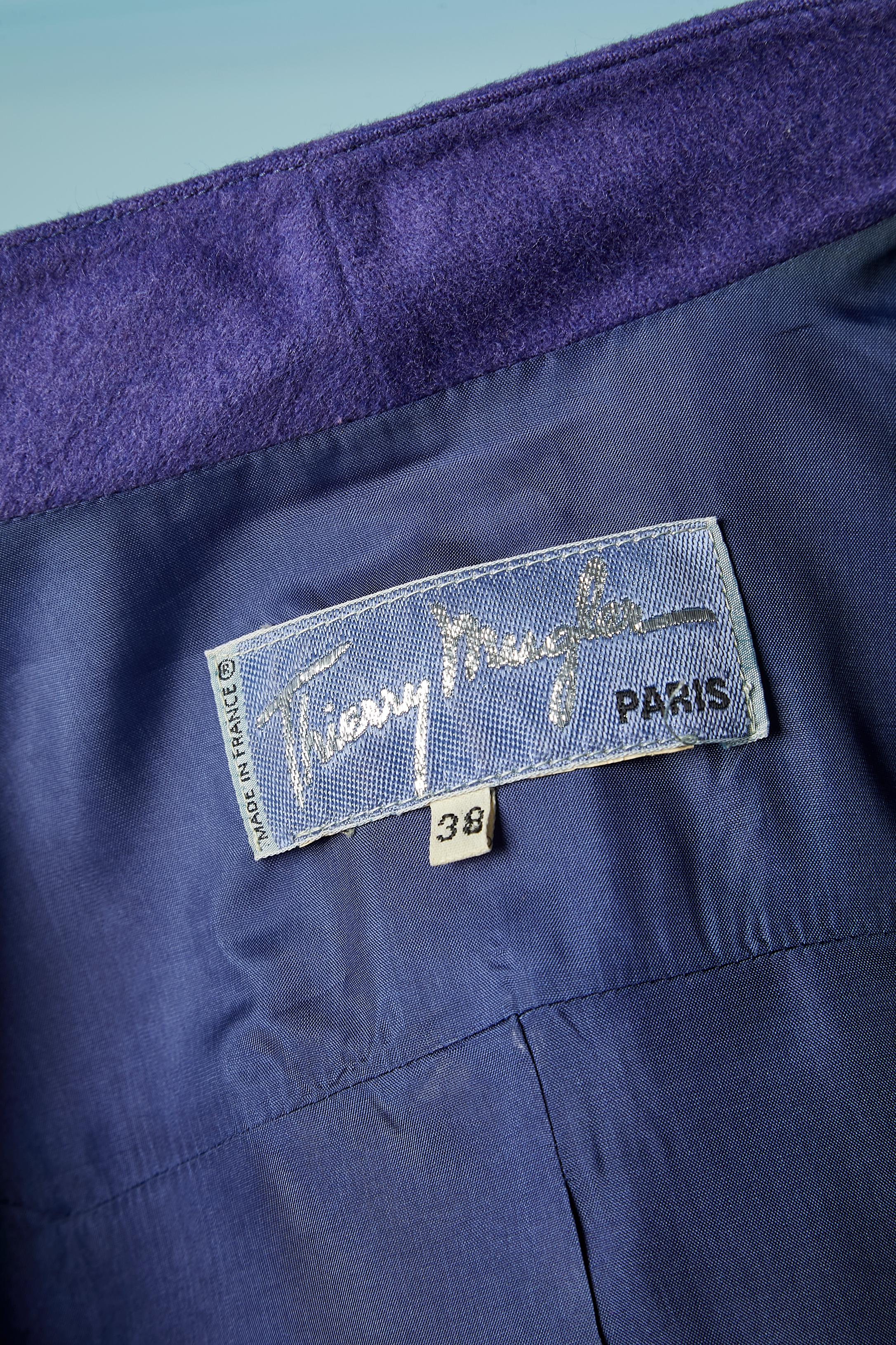 Purple-blue wool single- breasted jacket Thierry Mugler Paris For Sale 3