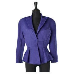 Thierry Mugler Paris - Veste à simple boutonnage en laine bleu-violet