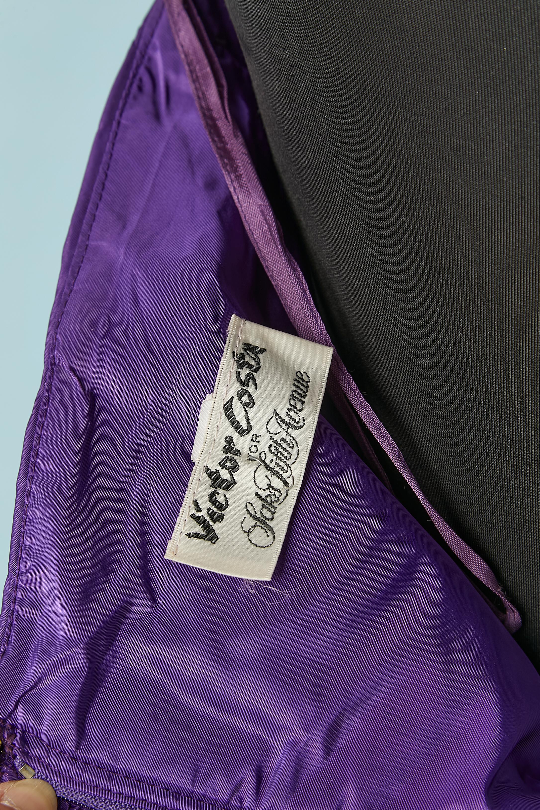 Vestido de cóctel con corpiño morado Victor Costa for Saks Fifth Avenue Circa años 80 en venta 1