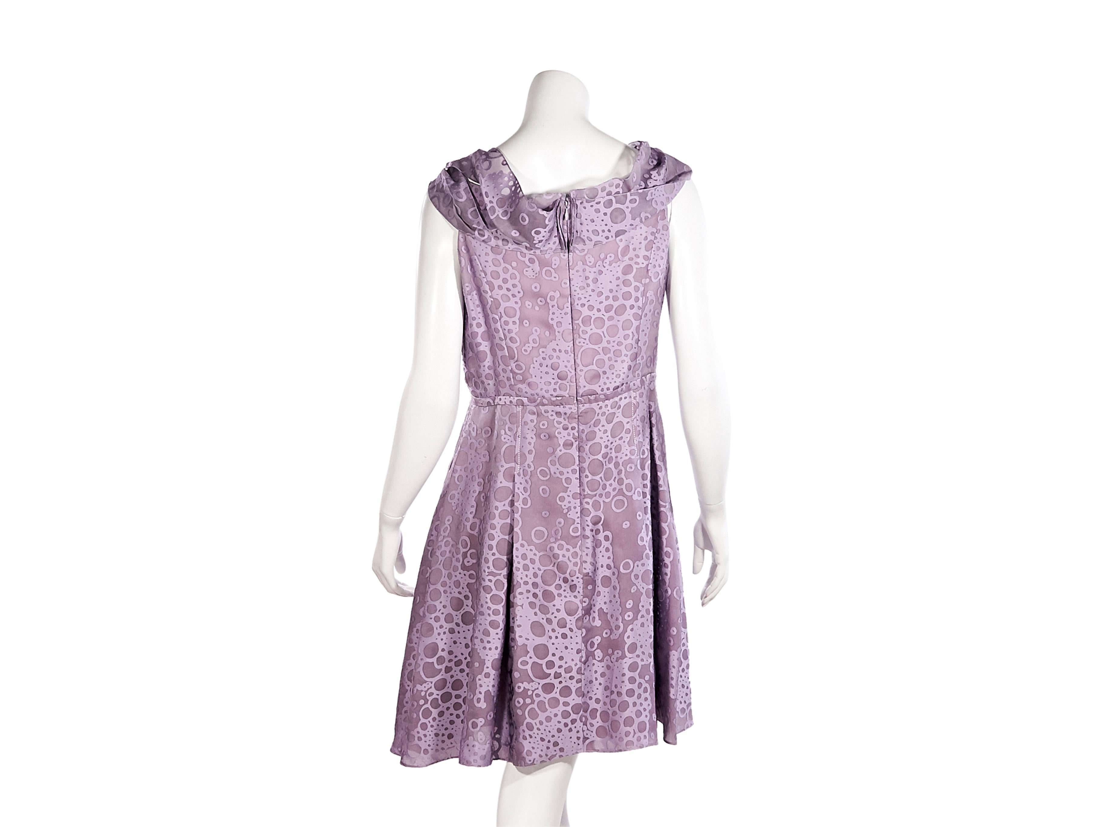 Gray Purple Carolina Herrera Pleated Dress