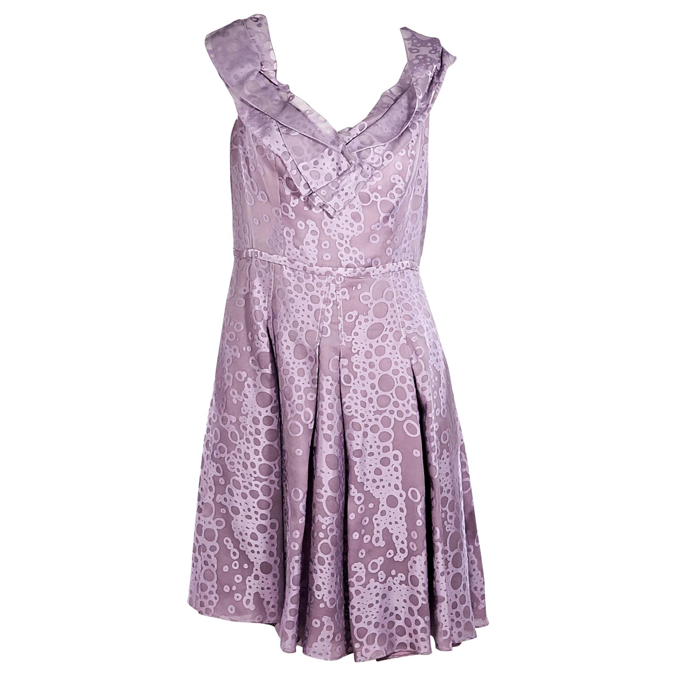 Purple Carolina Herrera Pleated Dress