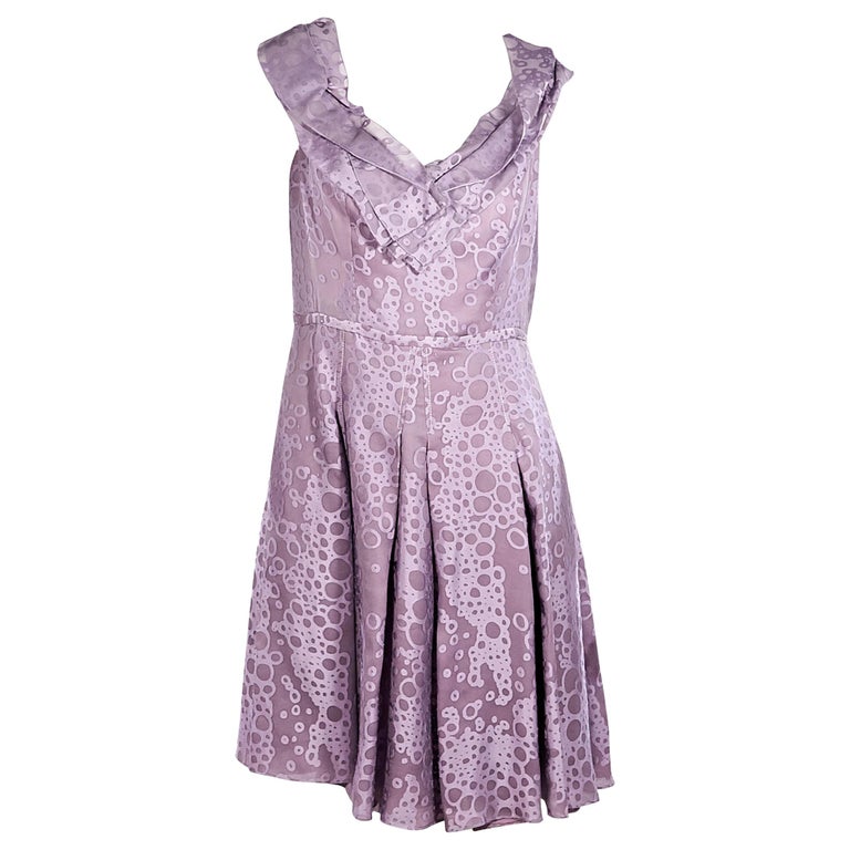 Purple Carolina Herrera Pleated Dress For Sale at 1stDibs