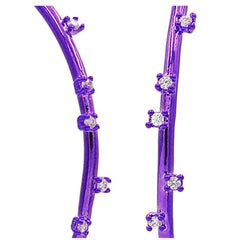 Purple Ceramic Plated Luysa 2.55 Inch Hoop With Scattered Cubic Zirconia