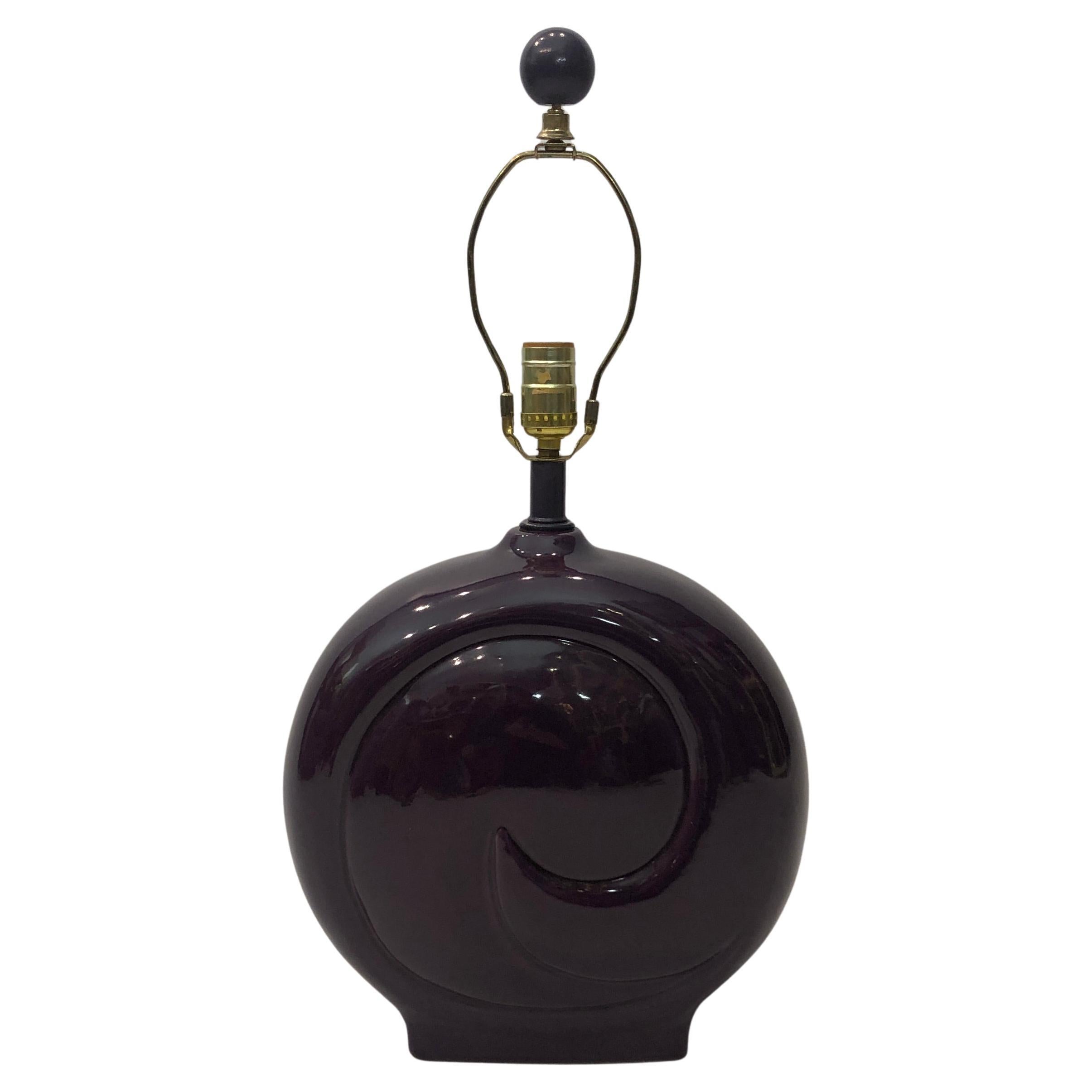 Purple Ceramic Table Lamp 1980s Pierre Cardin Vintage Hollywood Regency