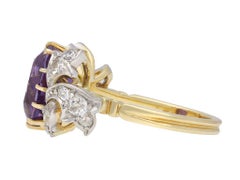Purple Ceylon Sapphire and Diamond Cluster Ring, circa 1910