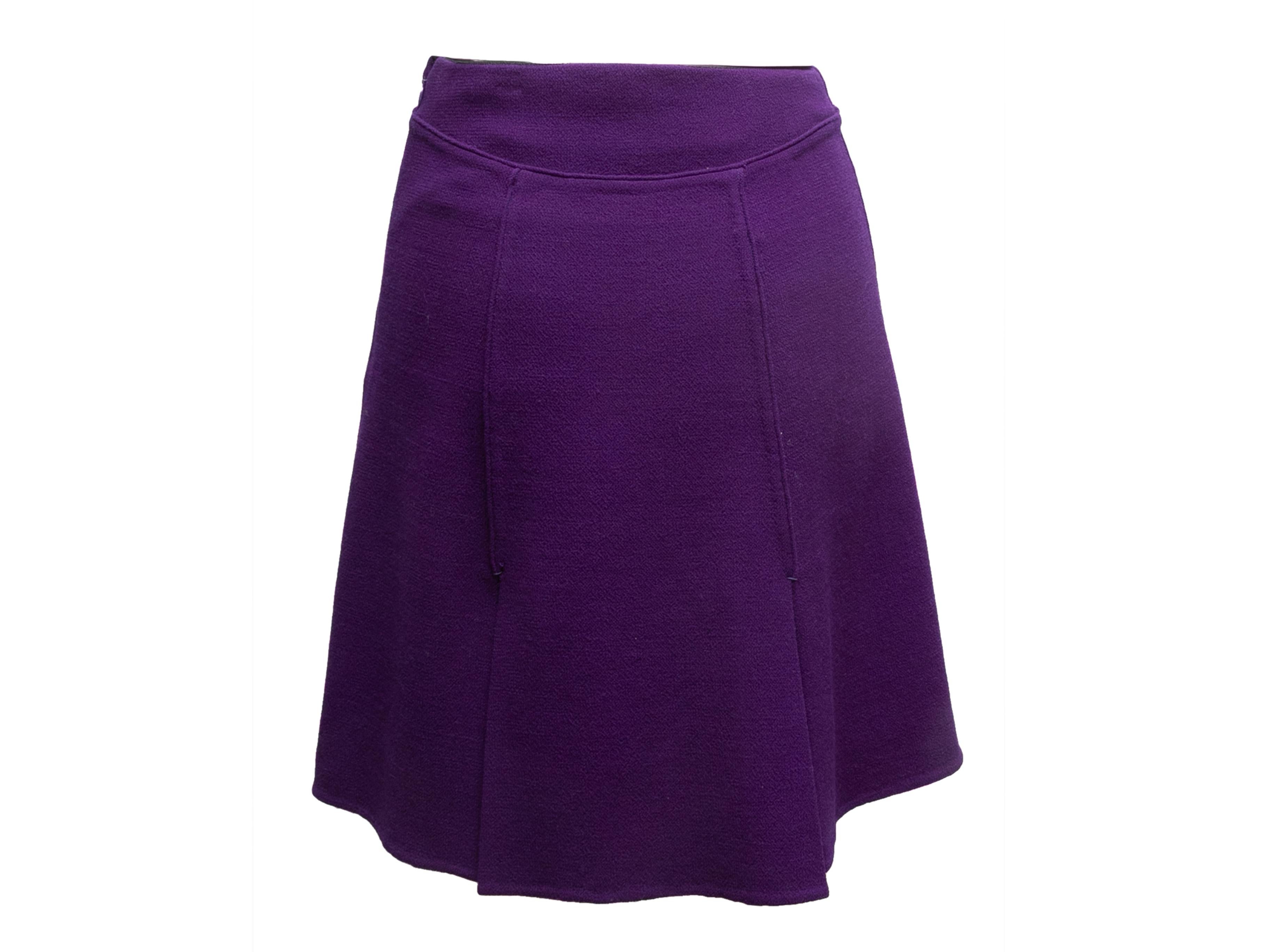 Purple Chado by Ralph Rucci Pleated Wool Skirt Size US S In Good Condition For Sale In New York, NY