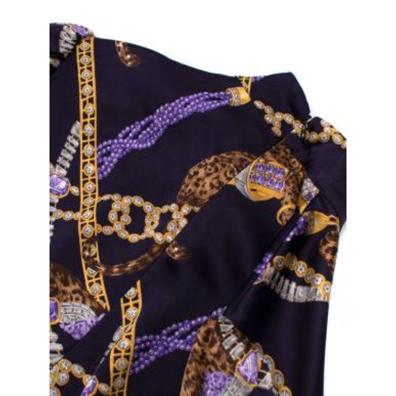 Black Purple chains print silk cocktail dress For Sale