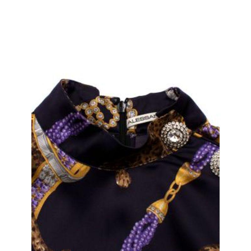 Purple chains print silk cocktail dress For Sale 2