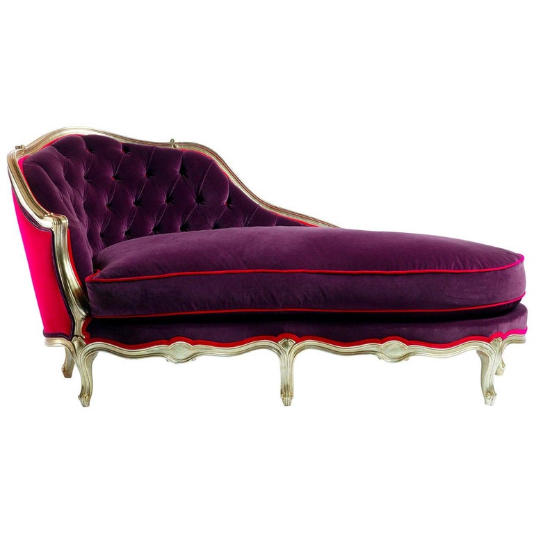 Purple Chaiselongue Louis XV For Sale at 1stDibs