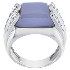 Purple Chalcedony and Diamond Ring in 18k White Gold