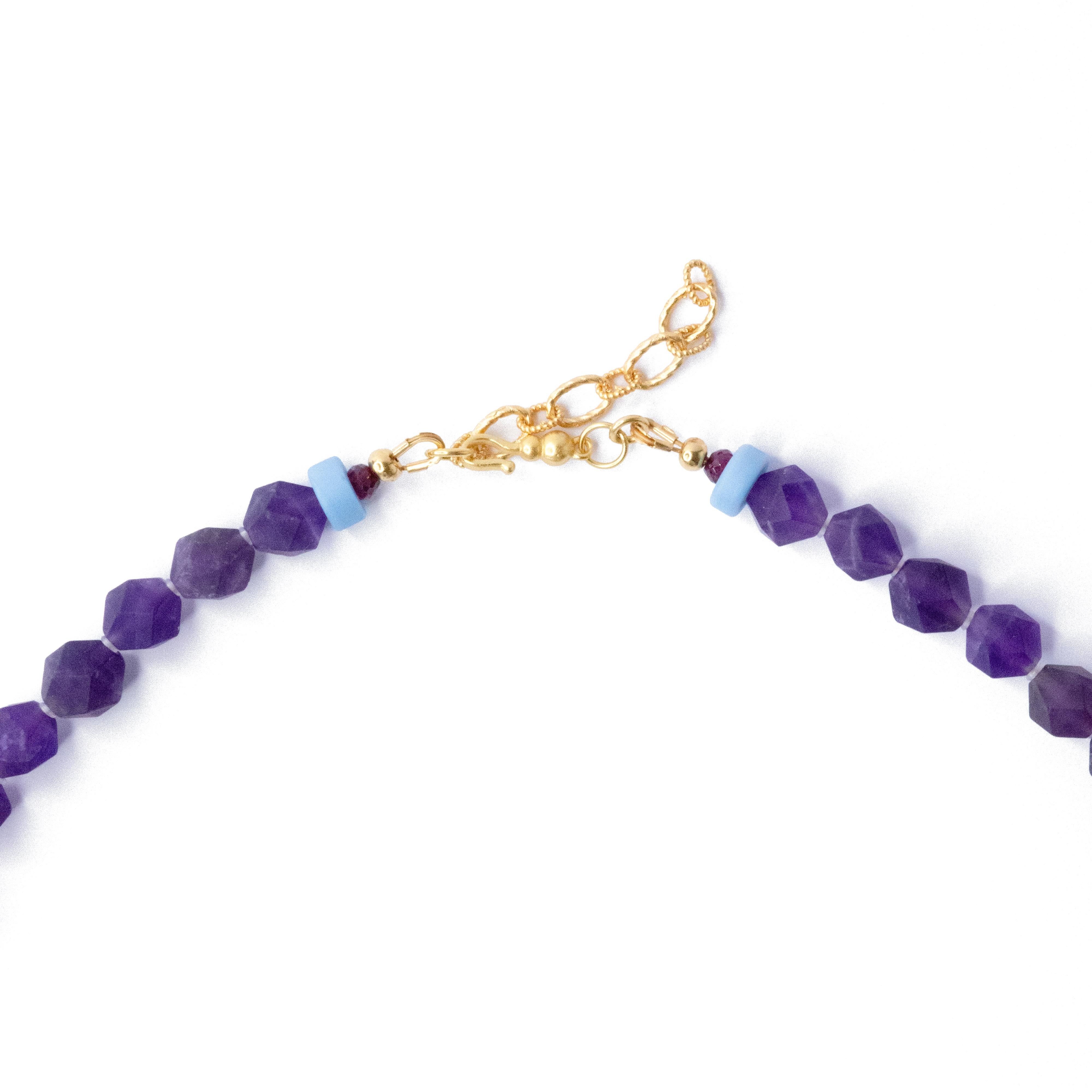 Artigiano Collana di perline in calcedonio viola - by Bombyx House in vendita