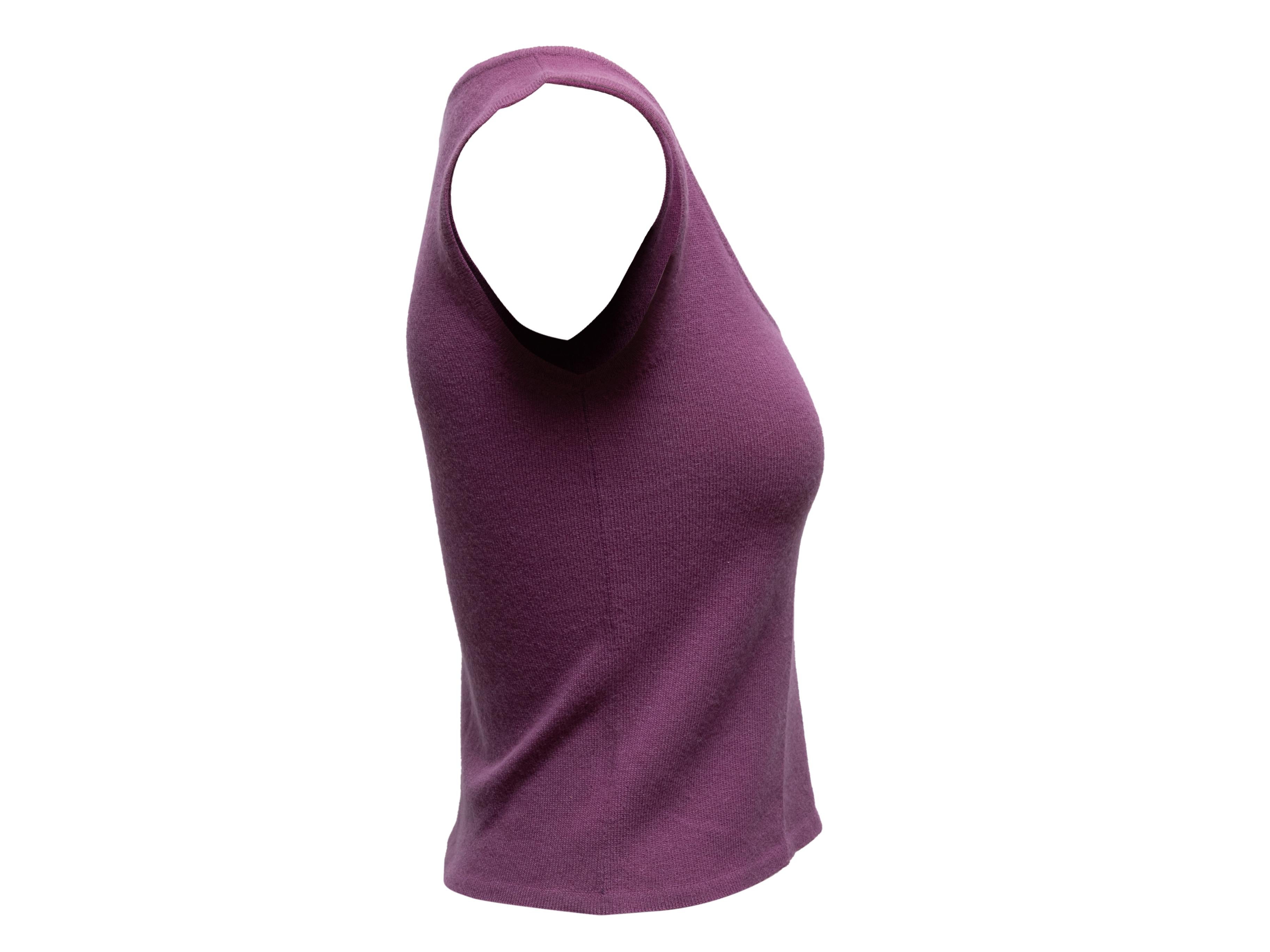 Purple Chanel Fall/Winter 2003 Sleeveless Cashmere Top Size FR 42 In Good Condition For Sale In New York, NY