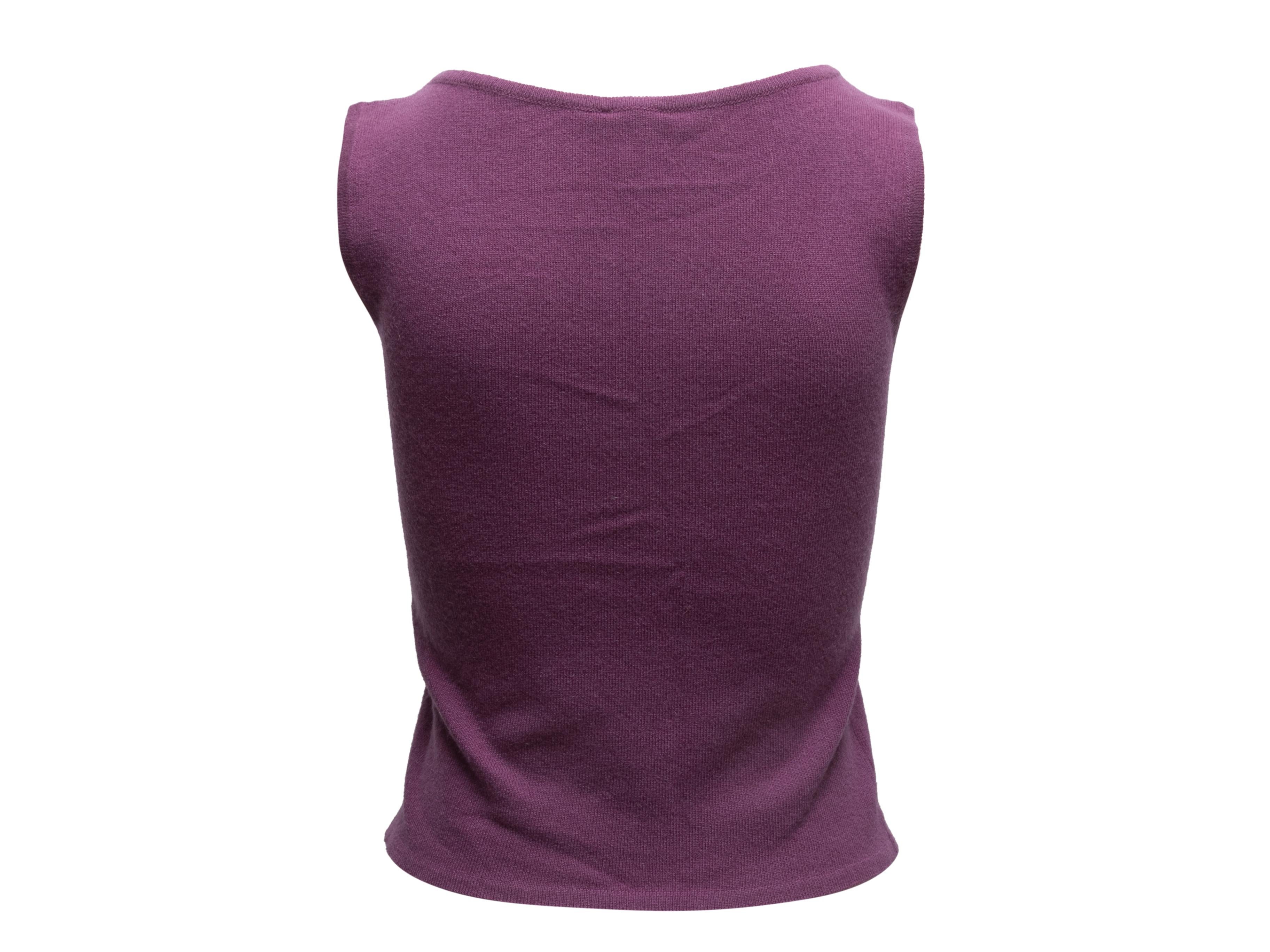 Women's Purple Chanel Fall/Winter 2003 Sleeveless Cashmere Top Size FR 42 For Sale