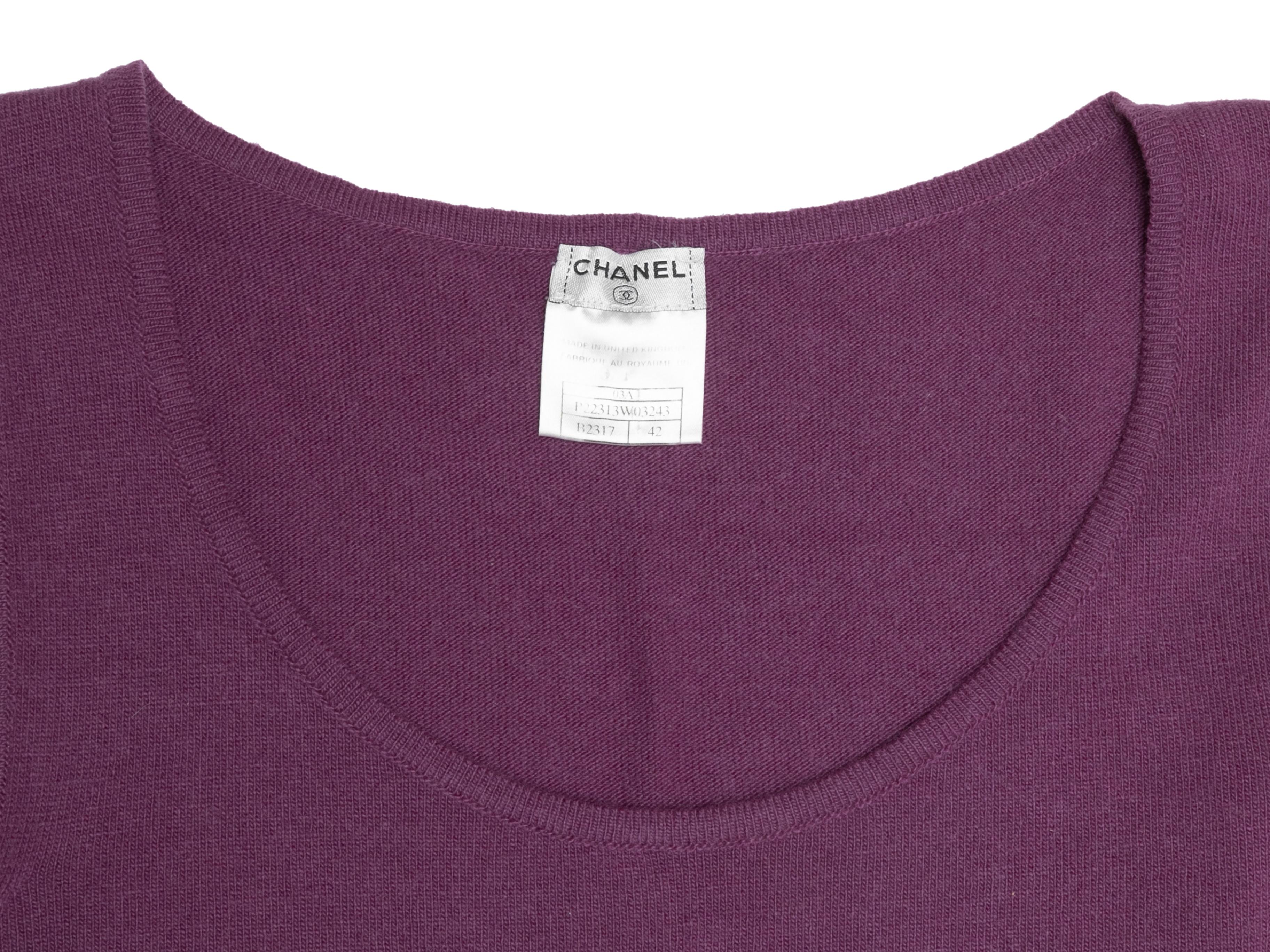 Purple Chanel Fall/Winter 2003 Sleeveless Cashmere Top Size FR 42 For Sale 1