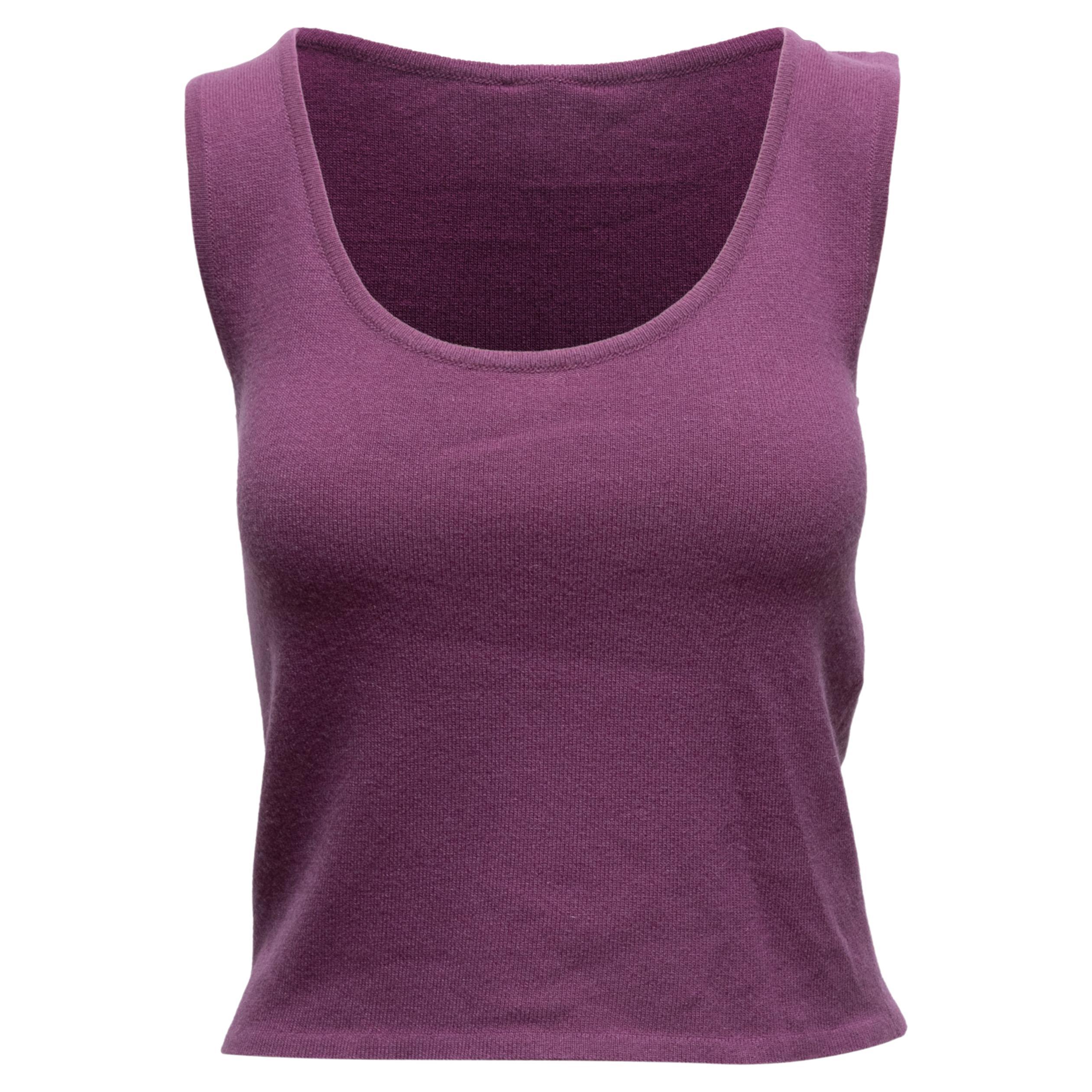Purple Chanel Fall/Winter 2003 Sleeveless Cashmere Top Size FR 42 For Sale