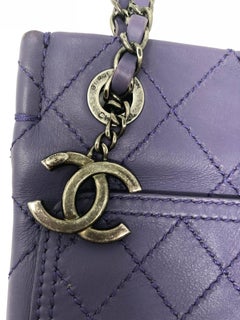 Purple Chanel Flat Quilted Classic Crossbody