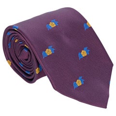 Chanel Purple Silk Patterned Tie